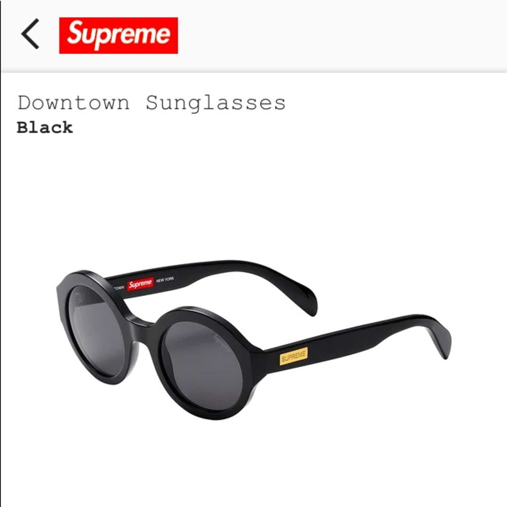 NWT SUPREME DOWNTOWN BLACK SUNGLASSES NEW WITH CASE MEN WOMEN UNISEX W/CLOTH